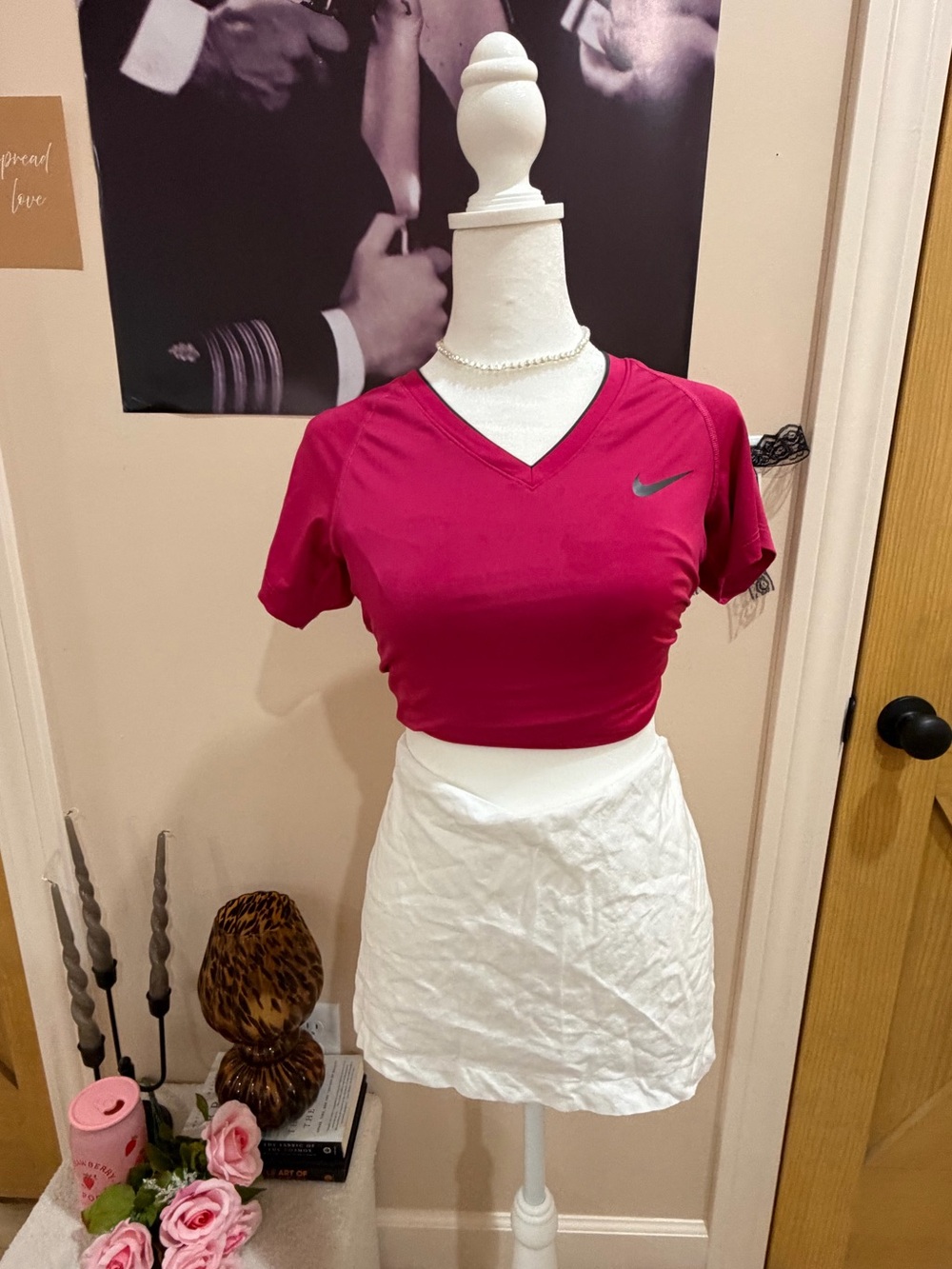Nike Hot Pink V-Neck Performance Top